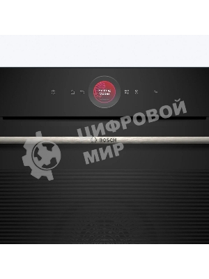 Встраиваемый духовой шкаф с 14 режимами нагрева,контроль температуры от 30 °C до 300 °C,объем 71 л,Eco Clean Direct,TFT сенсорный дисплей,дверь с SoftClose и SoftOpen, Bosch Assist,система очистки пиролитическая,черный