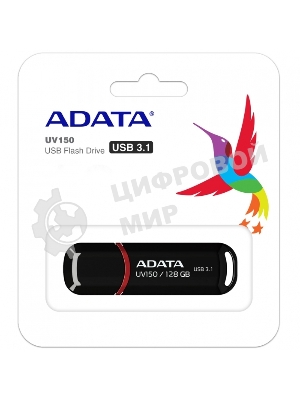Флешка USB ADATA UV150 (AUV150-64G-RBK), 64Gb, USB 3.0, R/W 100/40, черный