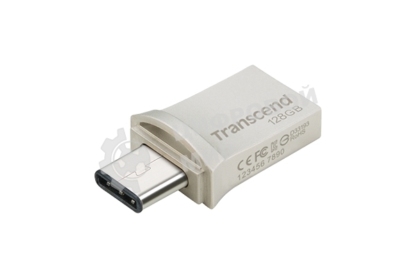 Флешка USB Transcend JetFlash 890S (TS128GJF890S), 128Gb, USB 3.1/Type-C, R/W 70/25, темно-серый
