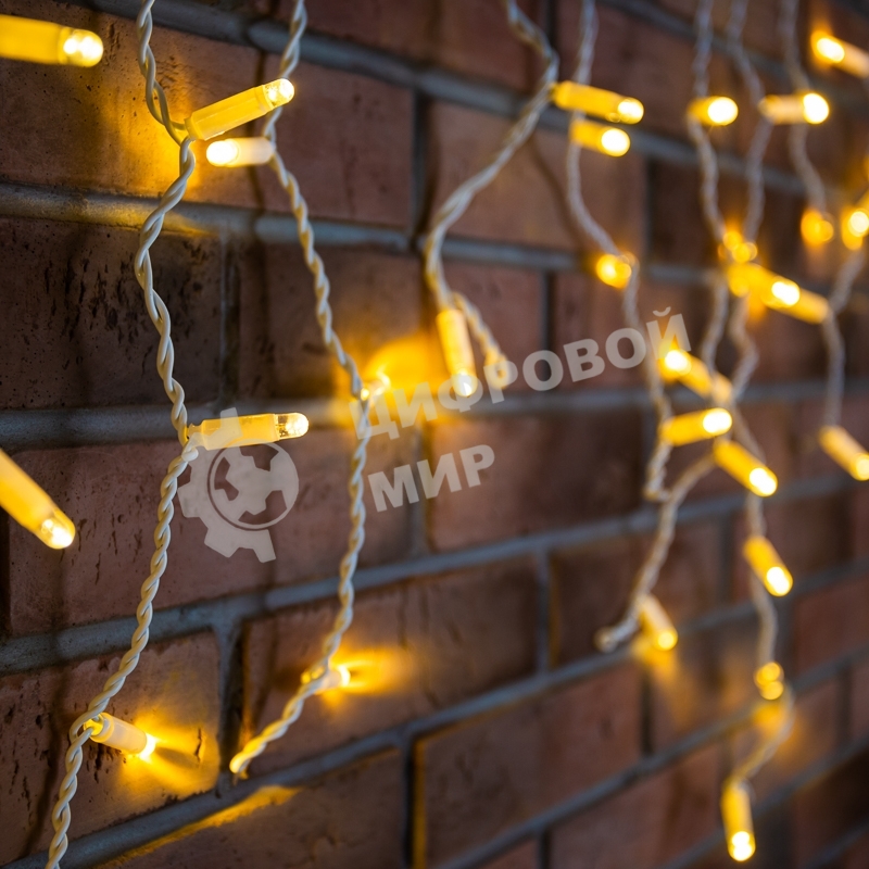 Гирлянда Neon-night Айсикл (бахрома) светодиодный, 2,4 х 0,6 м, белый провод, 230 В, диоды теплый белый, 88 LED