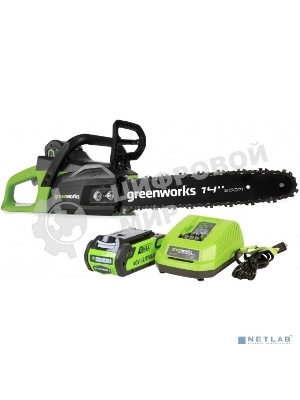 Цепная пила аккумуляторная (2005707UA) GreenWorks GD40CS15, 40V, 35 см, бесщеточная, 1,5 КВТ, с АКБ 2АЧ и ЗУ