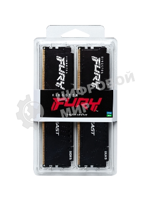 Оперативная память Kingston Fury Beast, DDR5, 32Gb (2x16Gb), 6400MHz, CL32, DIMM, с радиатором, черный