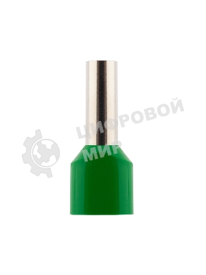 Наконечник штыревой втулочный Rexant изолированный F-14 мм 2х6 мм² (НШВи(2) 6.0-14/НГи2 6,0-14) зеленый