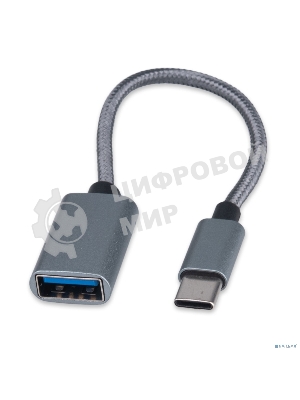 Кабель-переходник USB2.0 OTG Cablexpert A-OTG-CMAF2-02, Type-C(M)/AF, алюминий+нейлон.оплетка, 0.15м, пакет