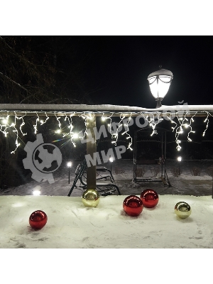 Гирлянда Neon-night Айсикл (бахрома) светодиодный, 2,4 х 0,6 м, белый провод, 230 В, диоды теплый белый, 88 LED