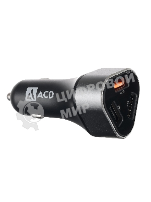 Автомобильное зарядное устройство ACD черный 23Вт, 3xUSB 1QC+2Smart, 3.6~12В, 3А RTL