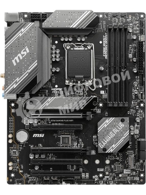 Материнская плата MSI B760 GAMING PLUS WIFI, LGA 1700, Intel B760, 4xDDR5, 4xSATA, 2xM.2, 1xPCI-E 4.0 x16, 3xPCI-E 3.0 x1, 1xDP, 1xHDMI, 1x 2.5Gb LAN, 2xUSB-A 3.2 Gen 2, 4xUSB 2.0, 5x3.5 мм, 7.1, Standard-ATX