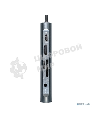 USB-концентратор ExeGate EX293985RUS DUB-31C/MAX (кабель-адаптер USB Type-C --> 3xUSB3.0 + Card Reader + PD 100W + HDMI 4K@30Hz + VGA + Audio + Lan RJ45 10/100/1000Mb, Plug&Play, серый)