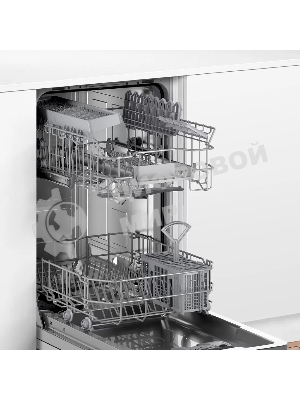 Встраиваемая посудомоечная машина Bosch SPV4EMX10E, серебристый, 44.8 см, 10 компл., 44 дБ, класс C