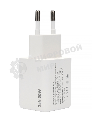 Зарядное устройство Cablexpert MP3A-PC-63, 30Вт GaN, 3А, QC4.0/PD, 1xUSB, 1xType-C, белый, пакет
