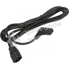 Кабель питания Hyperline PWC-IEC13A-IEC14-3.0-BK монитор-компьютер IEC 320 C13 (угловая) - IEC 320 C14 (3x1.0), 10A, прямая вилка, 3м, черный