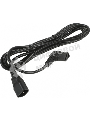 Кабель питания Hyperline PWC-IEC13A-IEC14-3.0-BK монитор-компьютер IEC 320 C13 (угловая) - IEC 320 C14 (3x1.0), 10A, прямая вилка, 3м, черный