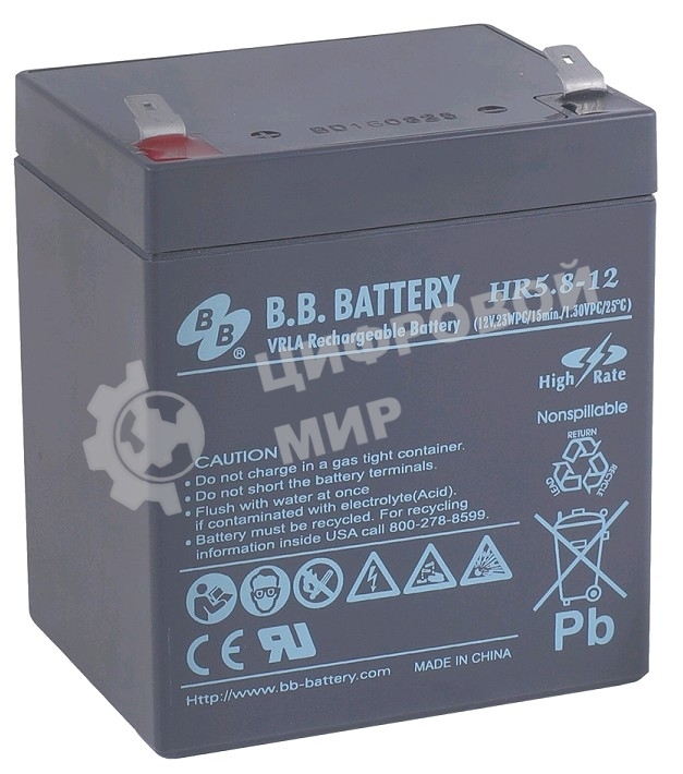 Батарея для ИБП B.B.Battery HR 5.8-12 (12V 5.8Ah)