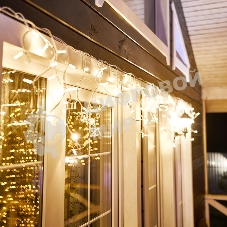 Гирлянда Neon-night Айсикл (Бахрома) светодиодная 4,0х0,6 м, с эффектом мерцания, белый провод каучук, 230 В, диоды теплые белые