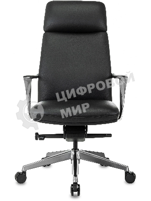 Кресло руководителя Бюрократ VEGA черный кожа крестов. алюминий