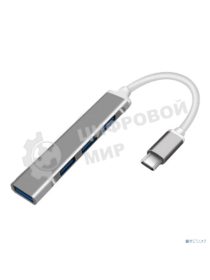 USB-концентратор ORIENT CU-323, Type-C USB 3.0 (USB 3.1 Gen1)/USB 2.0 HUB 4 порта: 1xUSB3.0 + 3xUSB2.0, USB штекер тип С, алюминиевый корпус, серебристый (31235)
