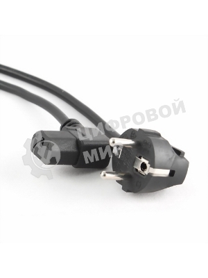 Кабель питания Gembird 1.8м, VDE(0.75мм), черный, угловой разъем, с зазем., пакет