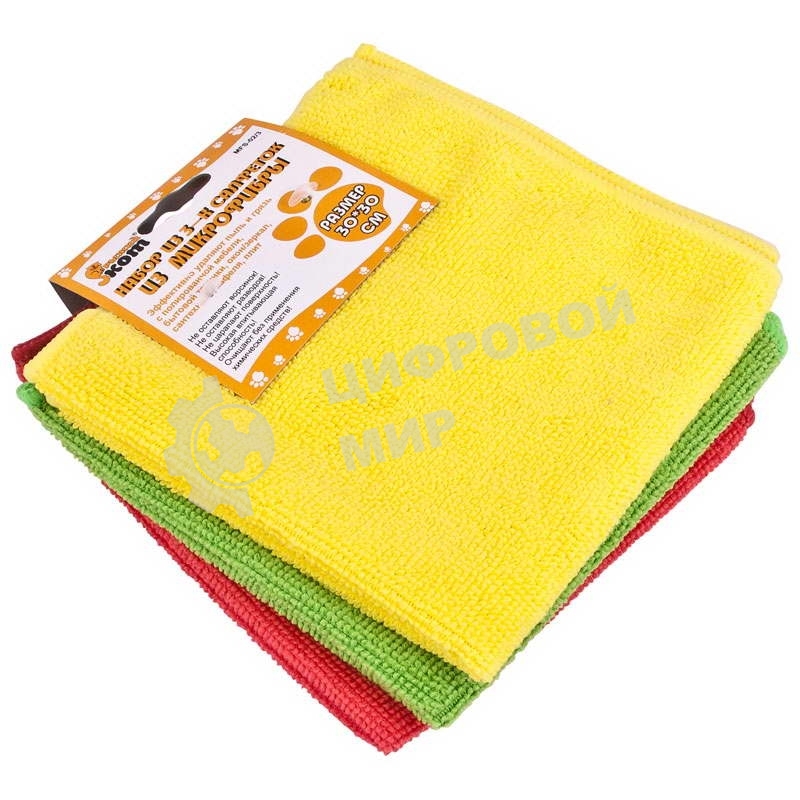 Набор из 3-х салфеток из микрофибры Рыжий кот MFS-02/3, размер: 30x30 см