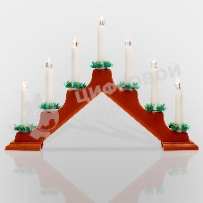 Горка новогодняя Neon-night 7 свечек корпус красн. свечение теплый белый