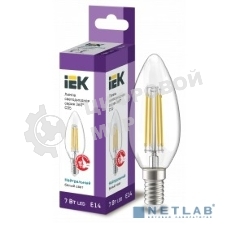 Лампа cветодиодная LED C35 IEK LLF-C35-7-230-40-E14-CL свеча прозр. 7Вт 230В 4000К E14 серия 360°