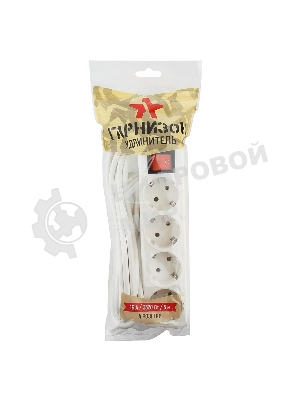 Сетевой фильтр Гарнизон ELB-G4-W-5, 4 евророзетки с выключателем и заземлением, допустимый ток 16А, длина 5 м.