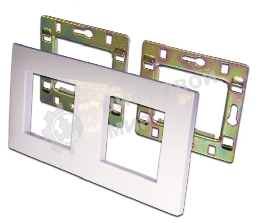 Рамка 2-постовая 45х45, с суппортами, белый