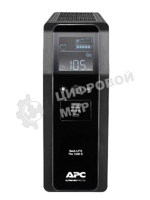 Источик бесперебойного питания APC  Back-UPS Pro BR 1200VA/720W, Sinewave,8xC13 Outlets(2 Surge & 6 batt.), AVR, LCD, Data/DSL protect, USB
