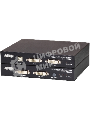Удлинитель, KVM USB 2xDVI Single Link+AUDIO+RS232, 100 м., 1xUTP, макс.разр.1920х1200 60Hz 90м Cat5e;100м Cat6/6a/1080p 100м HDBaseT;1920x1200 150м cat6/6a LongReach HDBaseT, 2xDVI-D+2MINIJACK+DB9+USB B>3xUSB A, бп 220> 5V, ATEN CE624-AT-G