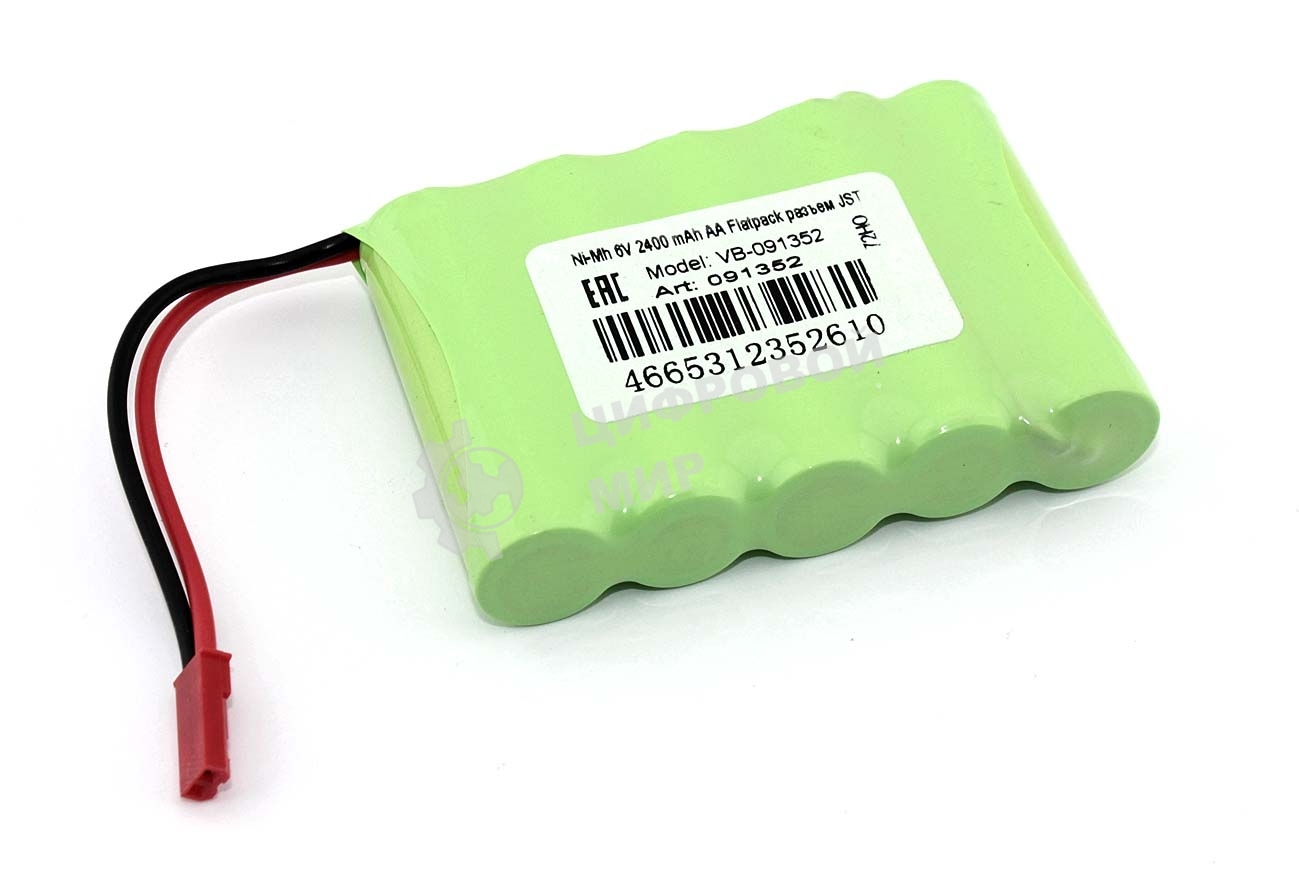 Аккумулятор Ni-Mh 6V 2400 mAh AA Flatpack разъем JST