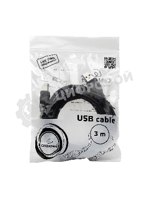 Кабель Gembird/Cablexpert USB 2.0 Pro AM/BM, 3м, экран, 2феррит.кольца, черный, пакет