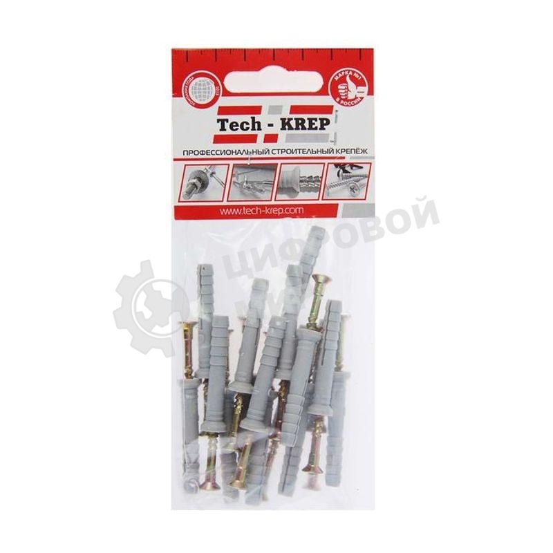 Дюбель-гвоздь 6х40 с потайной манжетой полипропилен (уп.16шт) пакет Tech-Krep 102943
