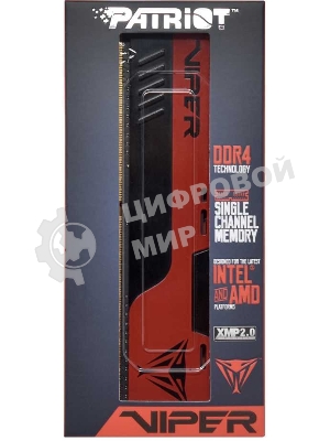Оперативная память Patriot Viper Elite II, DDR4, 16GB (1x16 GB), 3200 MHz, CL18, DIMM, радиатор, красный, черный