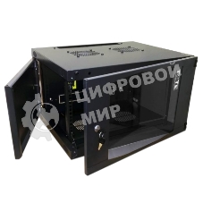 Шкаф настенный Lanmaster Next TWT-CBWNG-6U-6X6-BK 6U 550x600мм пер.дв.стекл съемные бок.пан. 60кг черный
