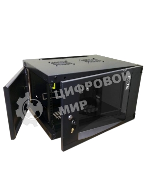 Шкаф настенный Lanmaster Next TWT-CBWNG-6U-6X6-BK 6U 550x600мм пер.дв.стекл съемные бок.пан. 60кг черный
