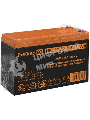Батарея для ИБП ExeGate EX285658RUS HRL 12-7.2 (12V 7.2Ah, 1227W, клеммы F2)