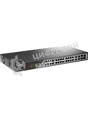Коммутатор сетевой Smart L2 Surveillance Switch 24х1000Base-T PoE, 4xCombo 1000Base-T/SFP, PoE Budget 370W, Long-range PoE up to 250m