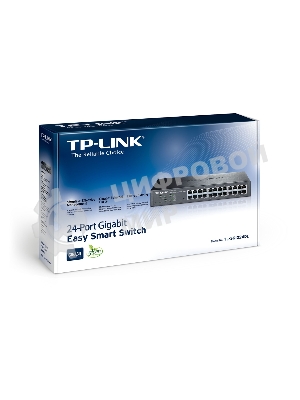 Коммутатор TP-Link SMB TL-SG1024DE 24-Port Gigabit Easy Smart Switch, 24 10/100/100Mbps RJ45 ports, MTU/Port/Tag-based VLAN, QoS, IGMP Snooping