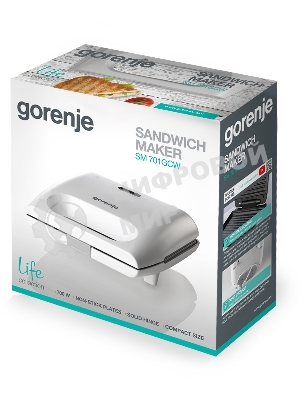 Сэндвичница электрическая Gorenje SM701GCW 700Вт белый