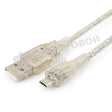 Кабель Cablexpert USB2.0 Pro, AM/microBM, 1,8м, экран, феррит.кольцо, прозрачны (CCP-mUSB2-AMBM-6-TR)