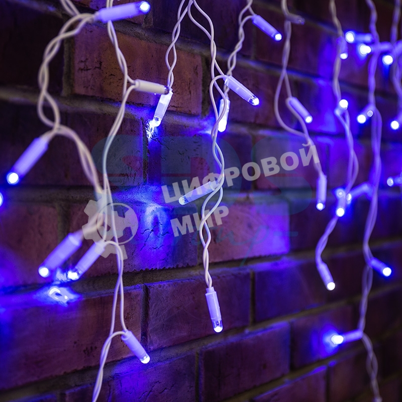 Гирлянда Neon-night Айсикл (бахрома) светодиодный, 2,4х0,6м, эффект мерцания, белый провод, 230 В, диоды синие, 88 LED