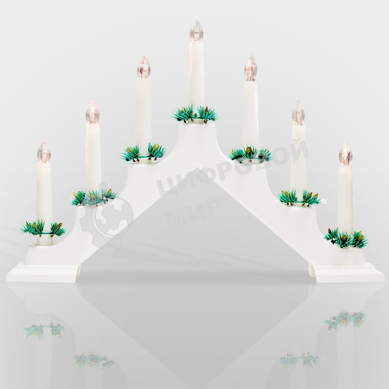 Новогодняя горка Neon-night 7 свечек, цвет корпуса: белый, цвет свечения: теплый белый