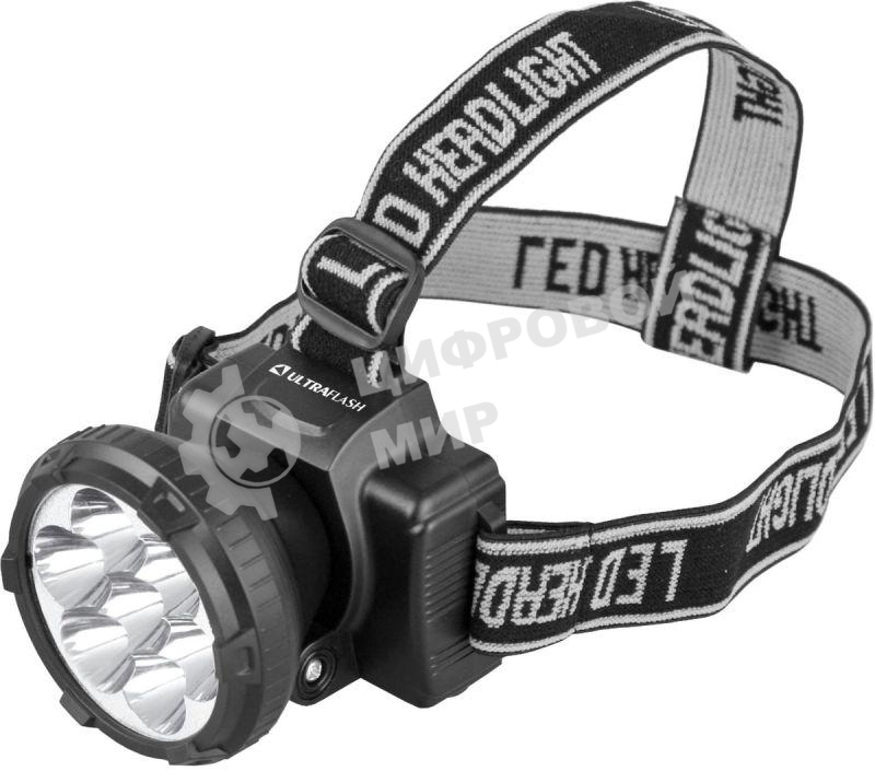 Фонарь ULTRAFLASH LED5362налобн аккум 220в черный 7led 2 реж пласт бокс