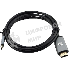 Кабель аудио-видео Cactus CS-USBC-HDMI-2-2 USB Type-C (m)/HDMI (m) 2м. позолоч.конт. черный