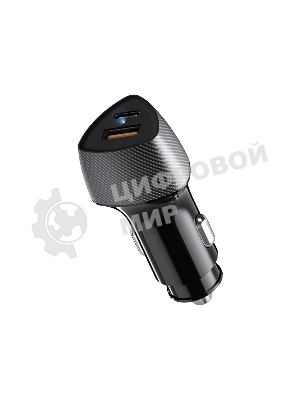 Автомобильное зарядное устройство с двумя портами Rexant (USB-A QC 3.0 + USB-C PD) со световой индикацией, 51Вт, черное