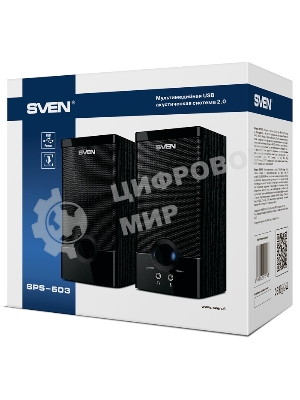 Колонки SVEN SPS-603 черный USB-порт ПК, ноутбука или адаптер 5V DC