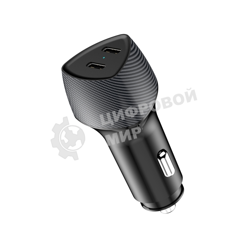 Автомобильное зарядное устройство с двумя портами Rexant (USB-C PD + USB-C PD) со световой индикацией, 40Вт, черное