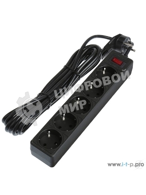 Сетевой фильтр Smartbuy SBSP-50-K One, 10А, 2 200 Вт, 5 розеток, длина 5,0 м, черный (SBSP-50-K)/35
