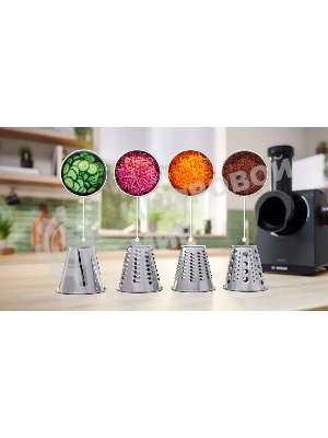 Мясорубка электрическая Bosch MFWS440B черный, 1900 Вт, 2.5 кг/мин, реверс, защита от перегрузки, насадки - 7