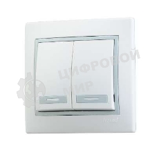 Выключатель 2-кл. СП Мира 10А IP20 белый/сер. LEZARD 701-0215-101