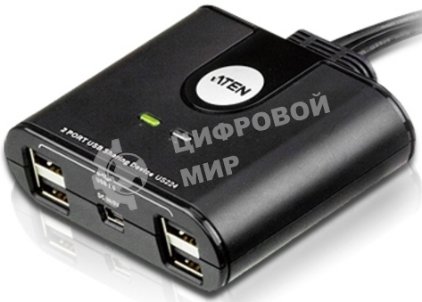 Переключатель, электрон., USB, 2 User > 2 устройства + клавиатура + мышь, 2 USB A-тип > 4 USB A-тип, Male > Female, со встроен. шнурами 2х1.2м., (USB 2.0) 2 PORT USB PERIPHERAL SWITCH.